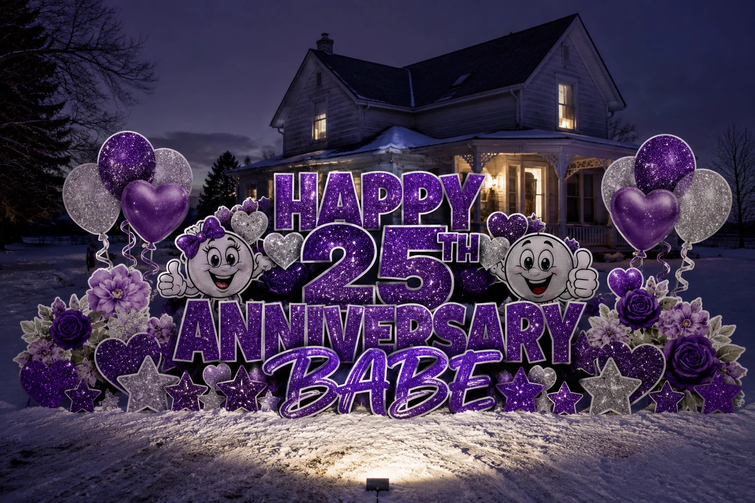 Happy 25th Anniversary Babe yard greeting display