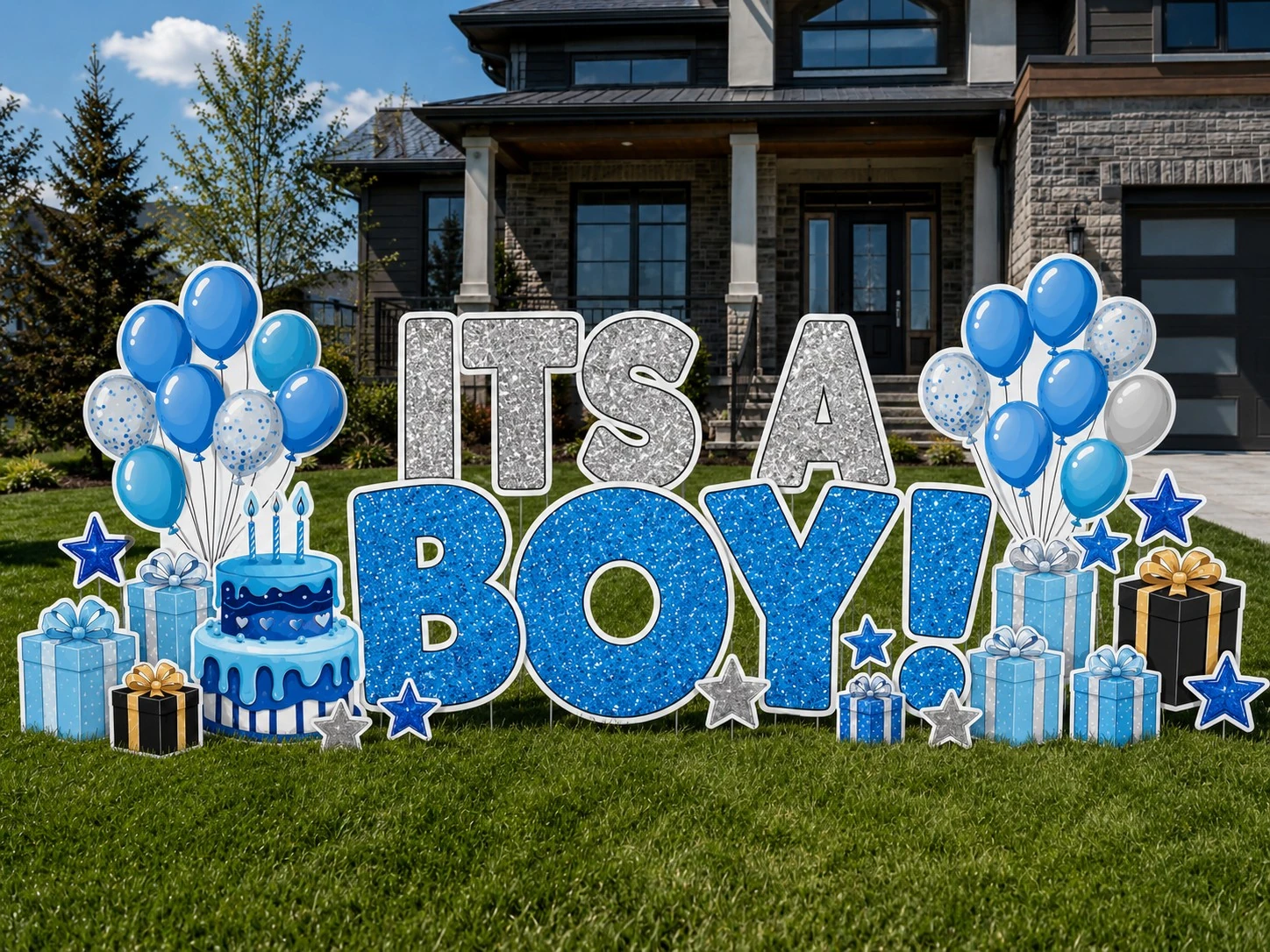 It's a Boy baby yard sign sample setup