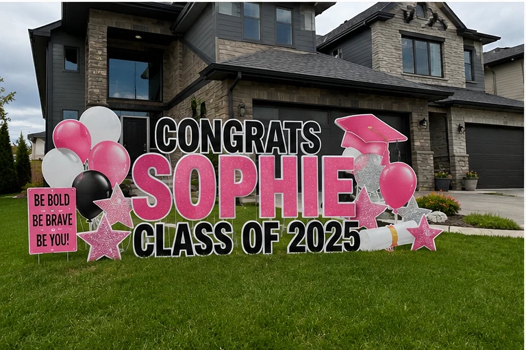 Sophie Class of 2025 graduation yard sign sample setup