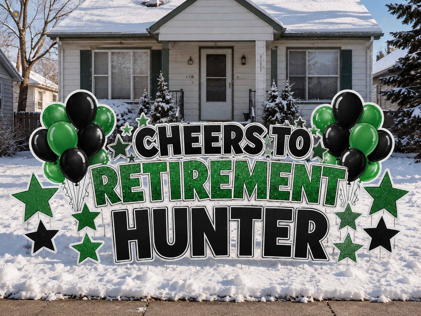 Cheers to Retirement Hunter yard greeting display
