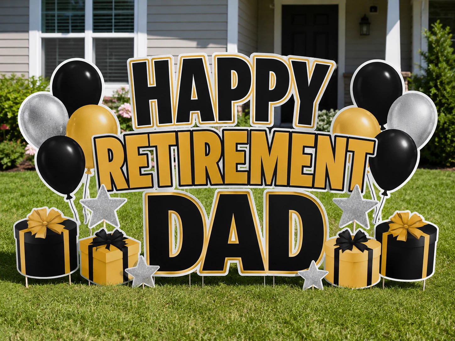 Happy Retirement Dad yard greeting display